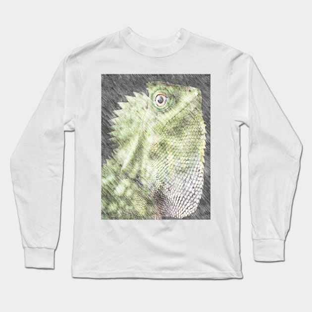 chameleon forest dragon Long Sleeve T-Shirt by Banyu_Urip